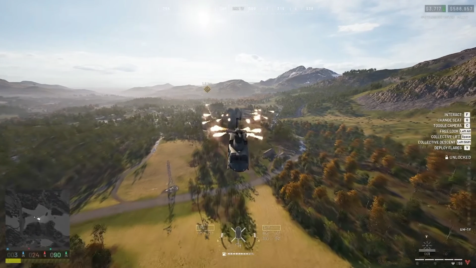 WARDOGS Huey deploying flares mid-flight on the way to the Control Zone