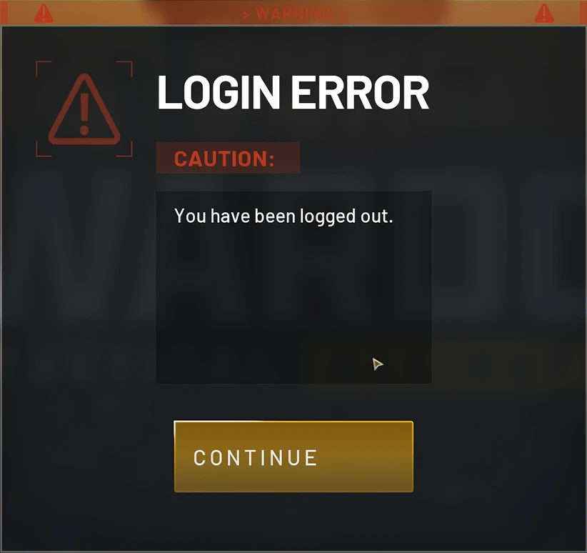 WARDOGS in-game alert: LOGIN ERROR — You have been logged out