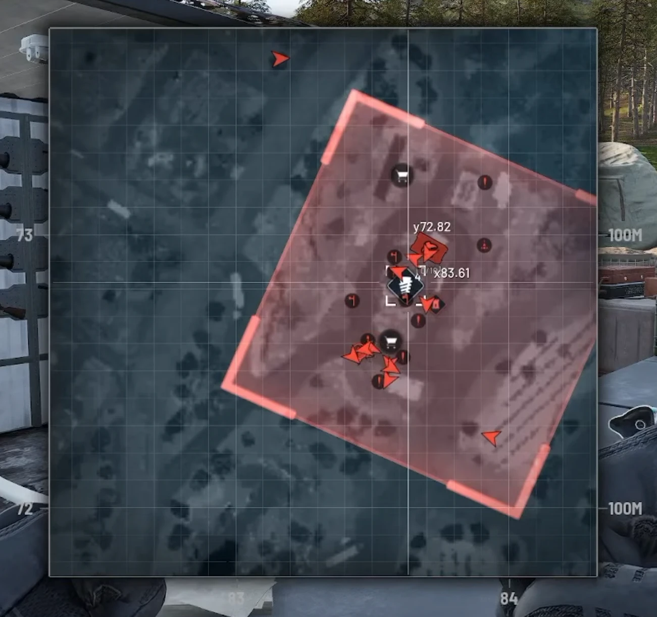 WARDOGS map zoomed on the Control Zone showing a tower marker among the objective icons